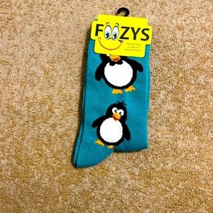 Foozy’s Women’s Collection.  Teal Penguin Crew socks.